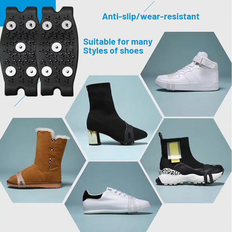 🧤 50% DE RÉDUCTION AUJOURD'HUI! ✨ Couvre-chaussures Antidérapants à 5 Griffes pour l'Extérieur - Semelle en Caoutchouc avec Griffes Réglables pour Randonnée & Glace ❄️🥾