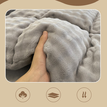 🛏️ 69% DE RÉDUCTION ! ✨ Ensemble de Couette en Velours Lait - Housse 1800F avec Fermeture Éclair pour une Chaleur Douce et Confortable en Hiver ❄️🌟