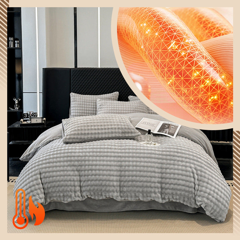 🛏️ 69% DE RÉDUCTION ! ✨ Ensemble de Couette en Velours Lait - Housse 1800F avec Fermeture Éclair pour une Chaleur Douce et Confortable en Hiver ❄️🌟