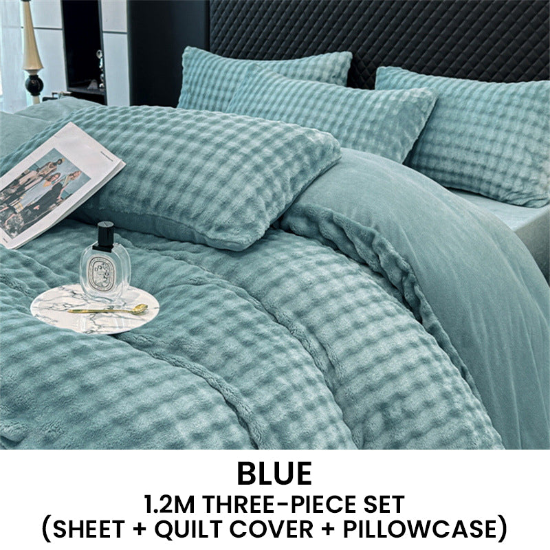 🛏️ 69% DE RÉDUCTION ! ✨ Ensemble de Couette en Velours Lait - Housse 1800F avec Fermeture Éclair pour une Chaleur Douce et Confortable en Hiver ❄️🌟