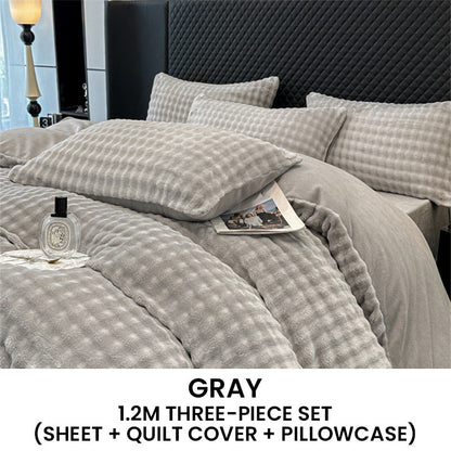 🛏️ 69% DE RÉDUCTION ! ✨ Ensemble de Couette en Velours Lait - Housse 1800F avec Fermeture Éclair pour une Chaleur Douce et Confortable en Hiver ❄️🌟