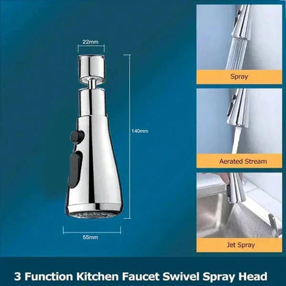 🔥50% de réduction pour le Nouvel An 🔥Tête d'arrosage de robinet de cuisine rotative 720° à 3 fonctions