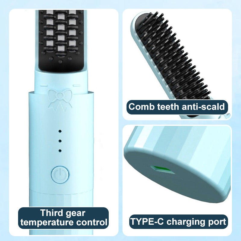 💯Peigne lissant rechargeable longue durée 2 en 1