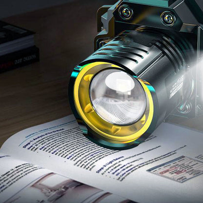 Lampe frontale rechargeable étanche pour l'extérieur avec bandeau