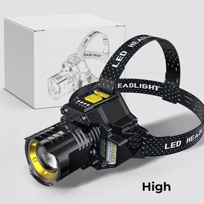 Lampe frontale rechargeable étanche pour l'extérieur avec bandeau