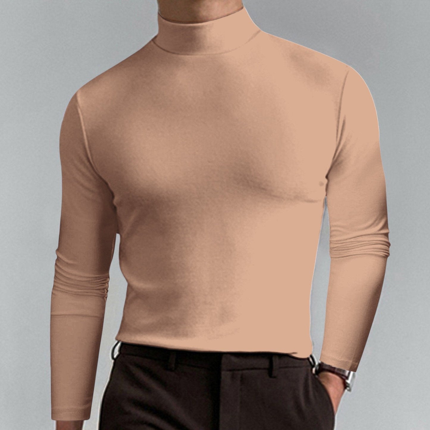👕 50% DE RÉDUCTION ! ✨ T-shirt Homme à Col Montant - Coupe Adjustable et Tissu Respirant, Idéal pour Sport ou Quotidien 🏃‍♂️