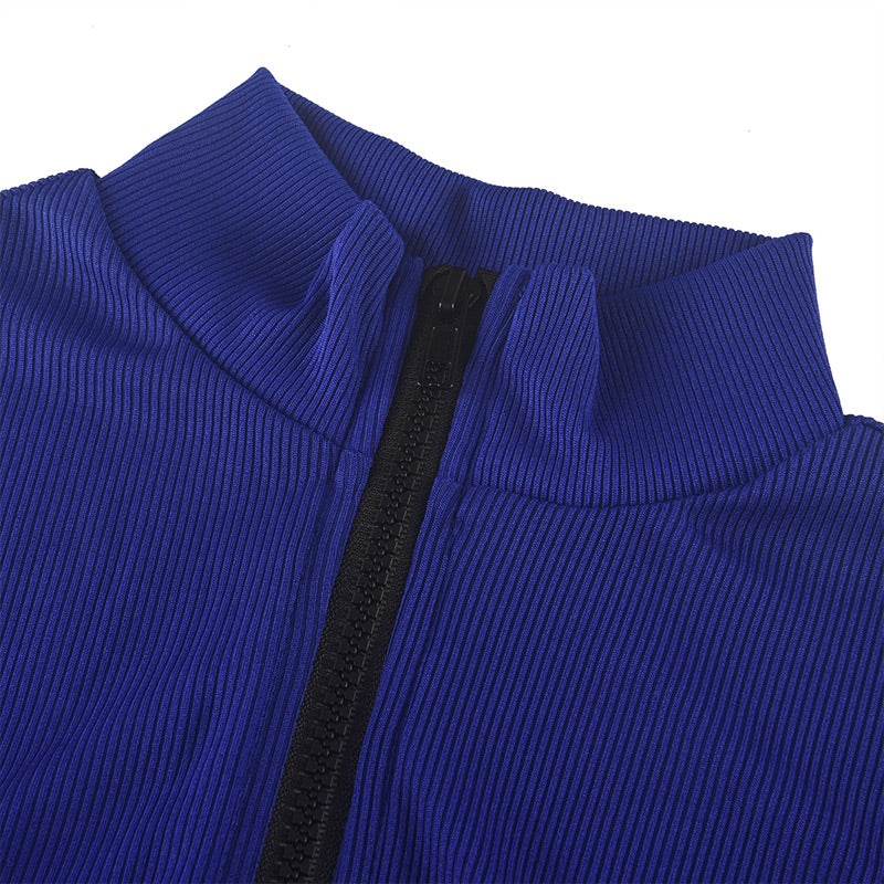 Solid Color Half Zip Seamless Jumpsuit