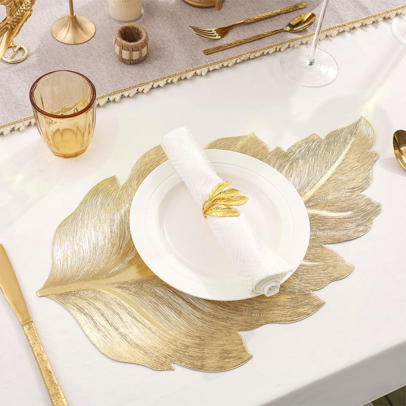 Set de table de salle à manger 3D feuille d'or résistant à la chaleur
