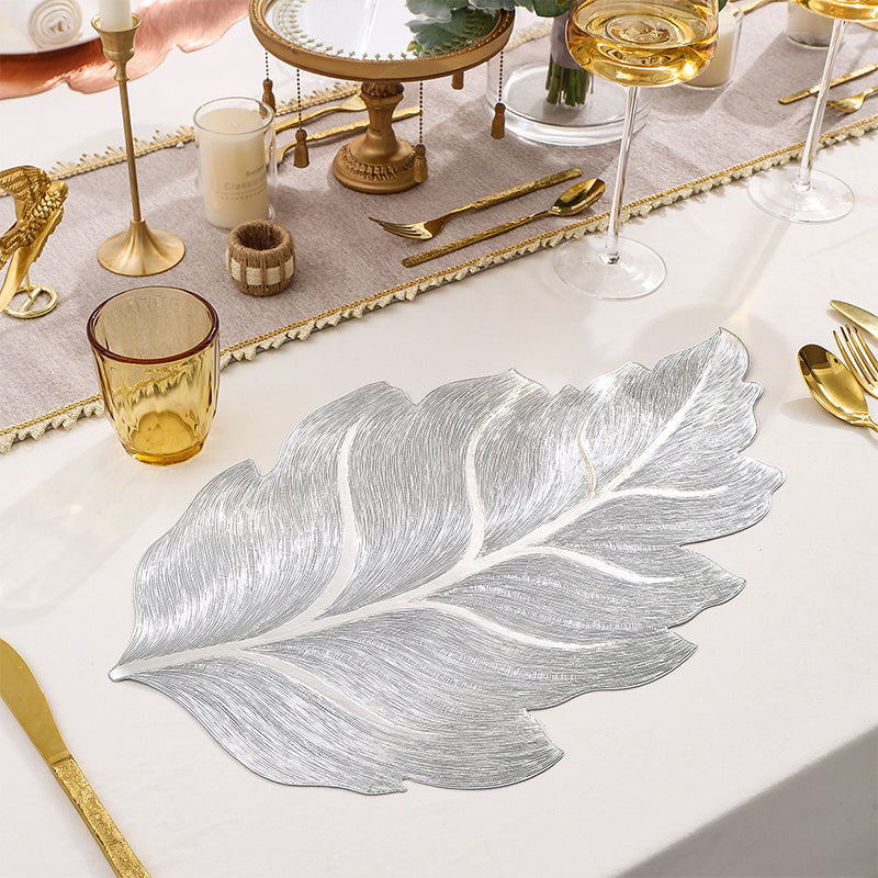 Set de table de salle à manger 3D feuille d'or résistant à la chaleur