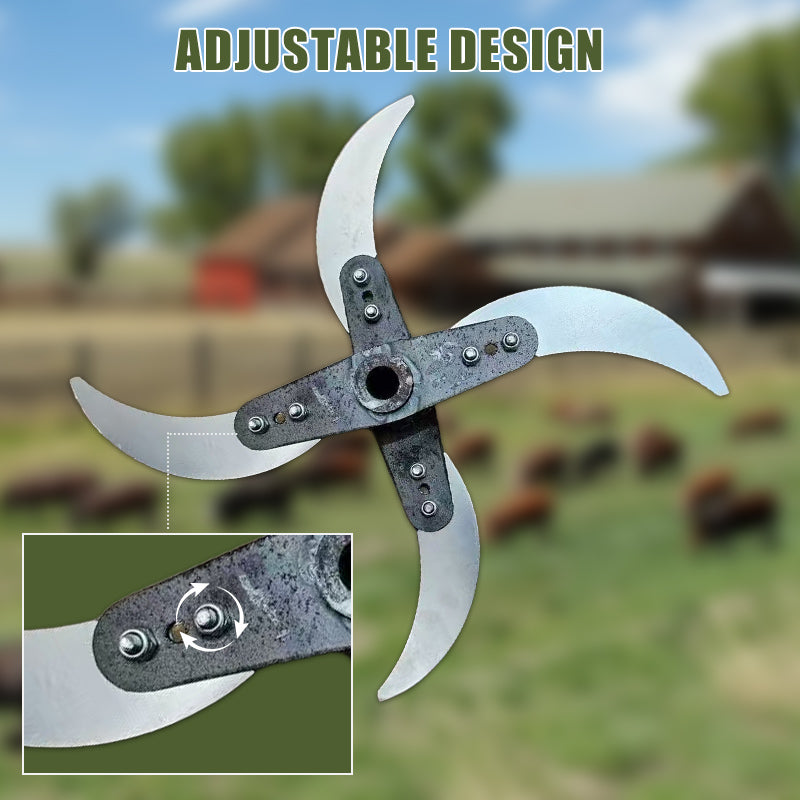 📢📢50% de réduction ! 🔪 Lame de coupe 4 lames pour déchiqueteuse d’herbe – Diamètre ajustable (25-26 cm), acier anti-rouille, installation universelle ! 🌿🚜