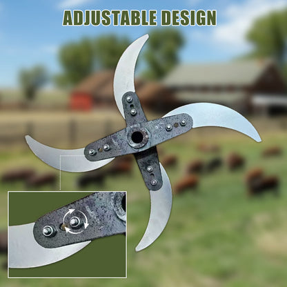 📢📢50% de réduction ! 🔪 Lame de coupe 4 lames pour déchiqueteuse d’herbe – Diamètre ajustable (25-26 cm), acier anti-rouille, installation universelle ! 🌿🚜