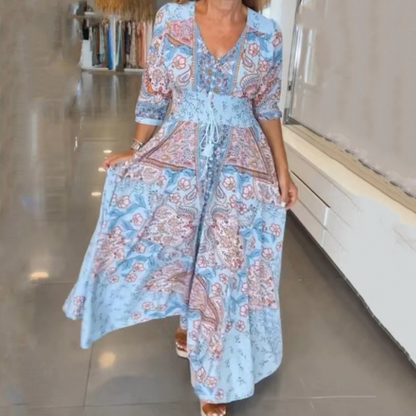 🎁 60% DE RÉDUCTION ! 🌼 Nouveauté 2026 | Robe Longue à Cordon Fleuri – Élégance Estivale Naturelle 🌿✨