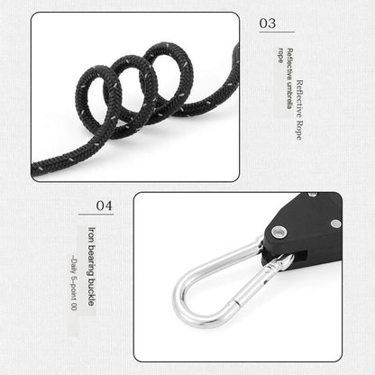 🔥55% de réduction🪢Bärbar Justerbar Fix Tält Hög styrka Snabb frigöring Remskiva Camping Rope 🌳(4 Pcs / Set)