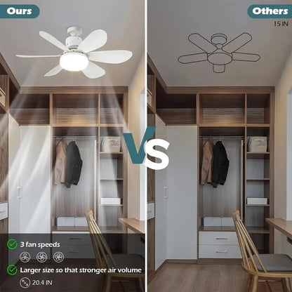 Ventilateur de Plafond Portable 2-en-1 avec Télécommande et Lampe