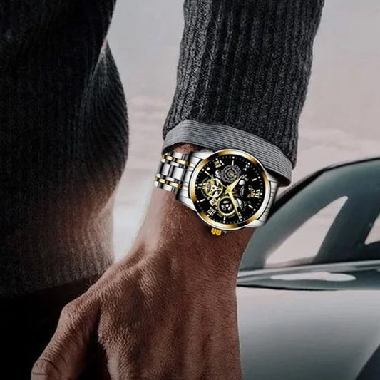 ⌚50% de réduction⚙️Montre Mécanique Automatique Homme – Cadran Squelette Style Romain, Étanche & Boîtier Acier Inoxydable ✨📦