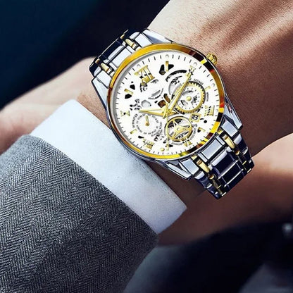 ⌚50% de réduction⚙️Montre Mécanique Automatique Homme – Cadran Squelette Style Romain, Étanche & Boîtier Acier Inoxydable ✨📦
