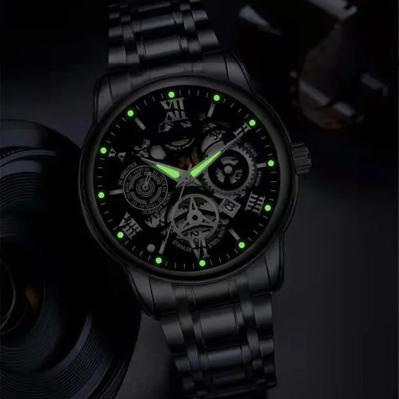 ⌚50% de réduction⚙️Montre Mécanique Automatique Homme – Cadran Squelette Style Romain, Étanche & Boîtier Acier Inoxydable ✨📦