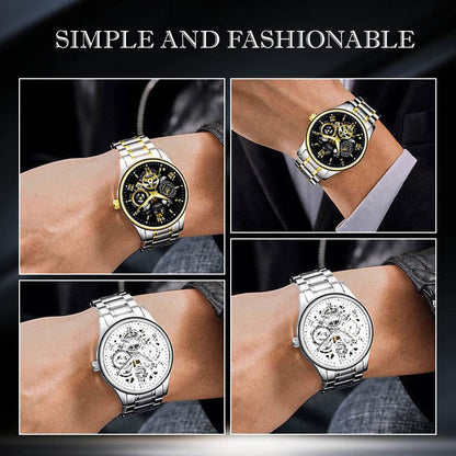 ⌚50% de réduction⚙️Montre Mécanique Automatique Homme – Cadran Squelette Style Romain, Étanche & Boîtier Acier Inoxydable ✨📦