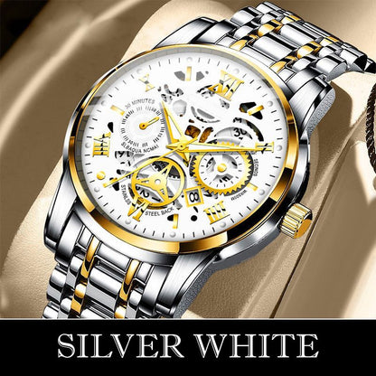 ⌚50% de réduction⚙️Montre Mécanique Automatique Homme – Cadran Squelette Style Romain, Étanche & Boîtier Acier Inoxydable ✨📦