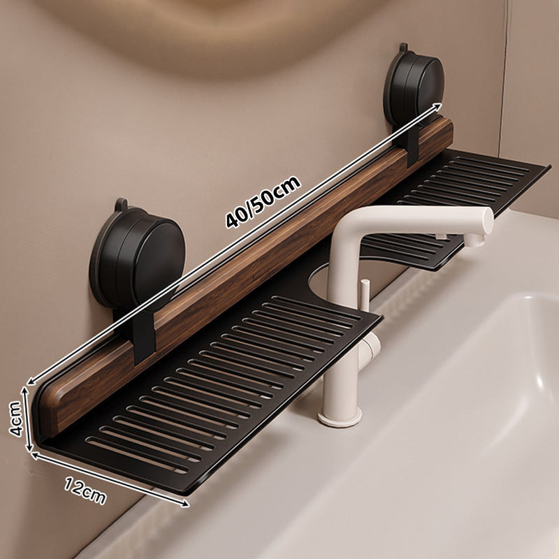 Tablette de salle de bain à ventouses en noyer
