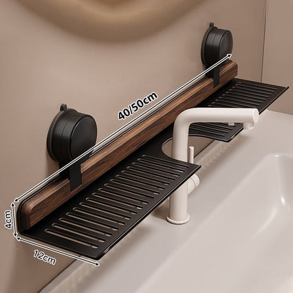 Tablette de salle de bain à ventouses en noyer