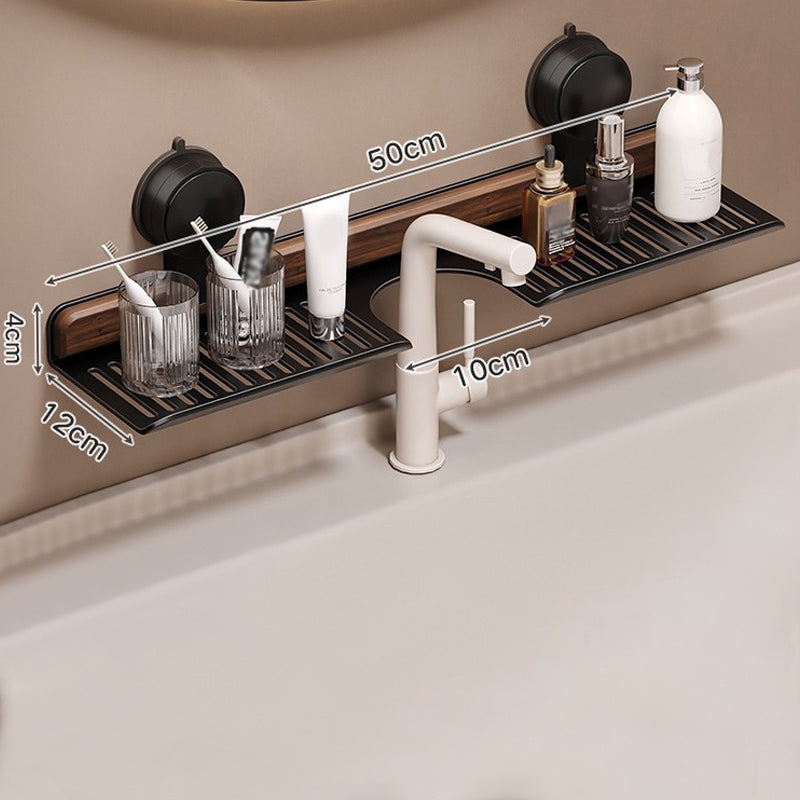 Tablette de salle de bain à ventouses en noyer