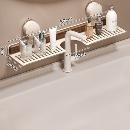 Tablette de salle de bain à ventouses en noyer