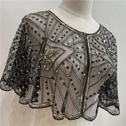 ⏳Time-limited Special⏰👗 Châle vintage en dentelle et perles