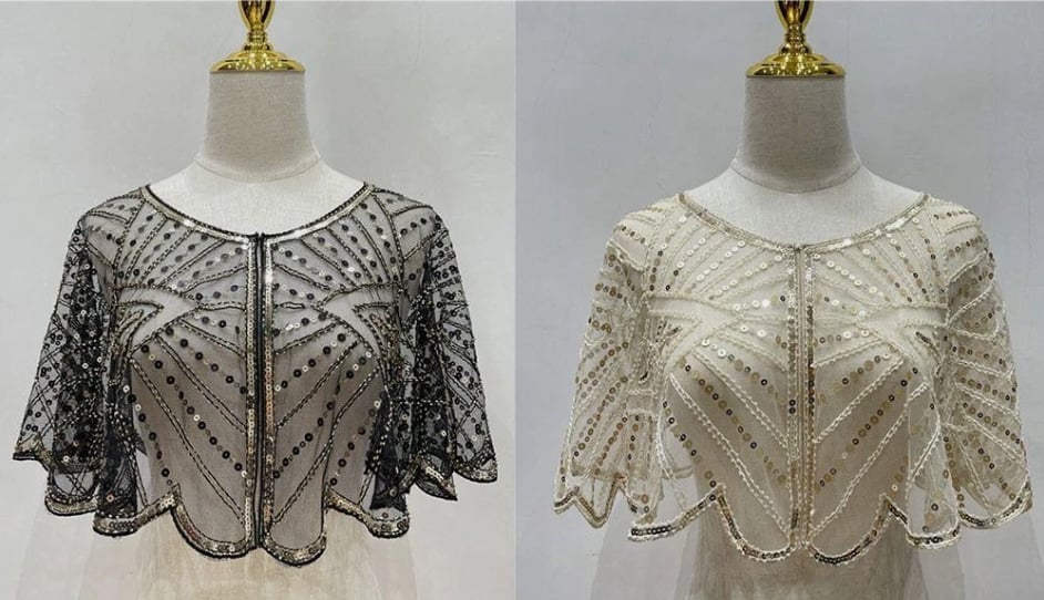 ⏳Time-limited Special⏰👗 Châle vintage en dentelle et perles