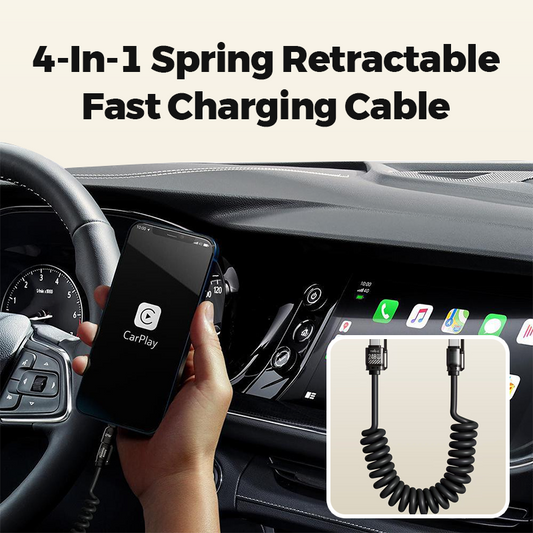 Câble de Charge Rapide Rétractable à Ressort 4-en-1