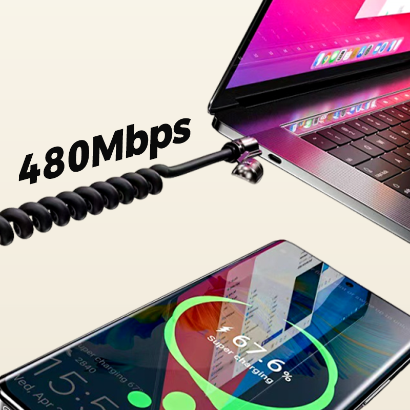 Câble de Charge Rapide Rétractable à Ressort 4-en-1