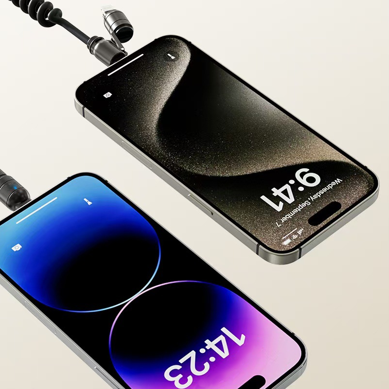 Câble de Charge Rapide Rétractable à Ressort 4-en-1