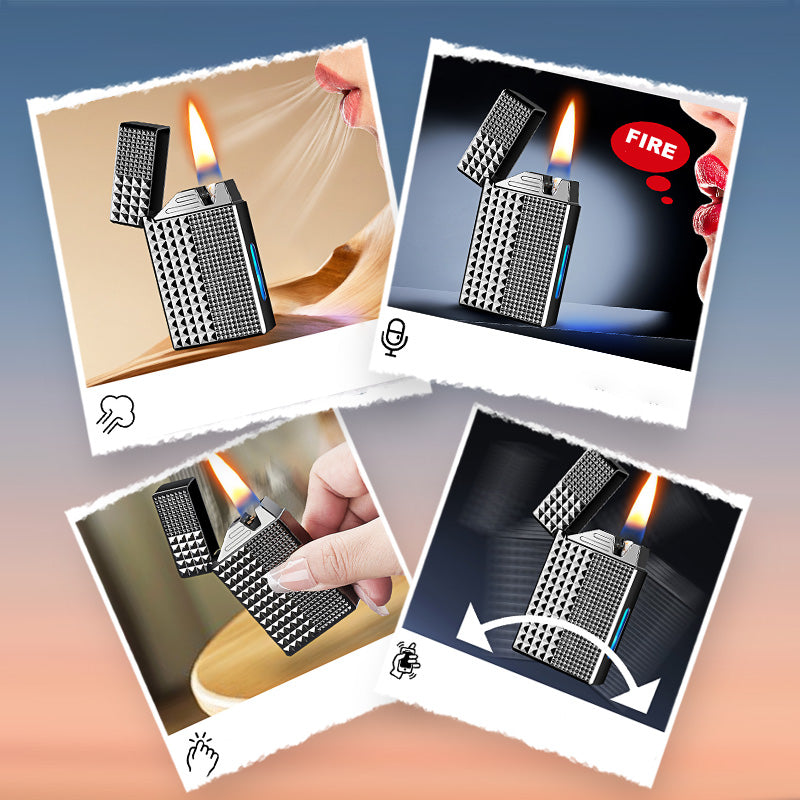 🎁50% de réduction pour une durée limitée⏳Briquet électrique hybride coupe - vent à huile à commande vocale intelligente Black Tech