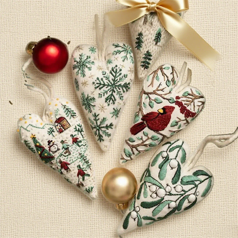 Kit de Broderie à la Main de Noël en Forme de Cœur