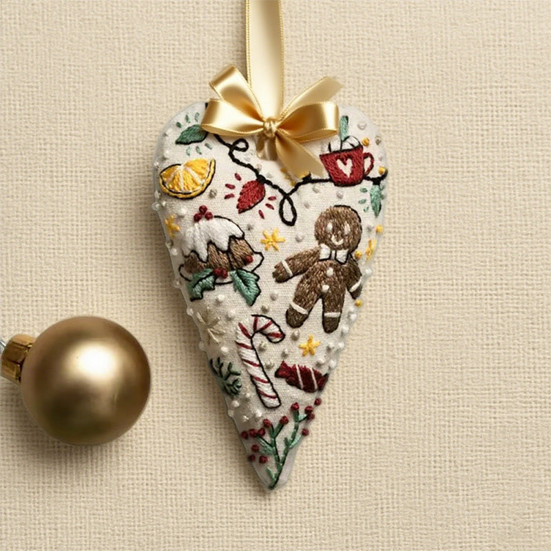 Kit de Broderie à la Main de Noël en Forme de Cœur