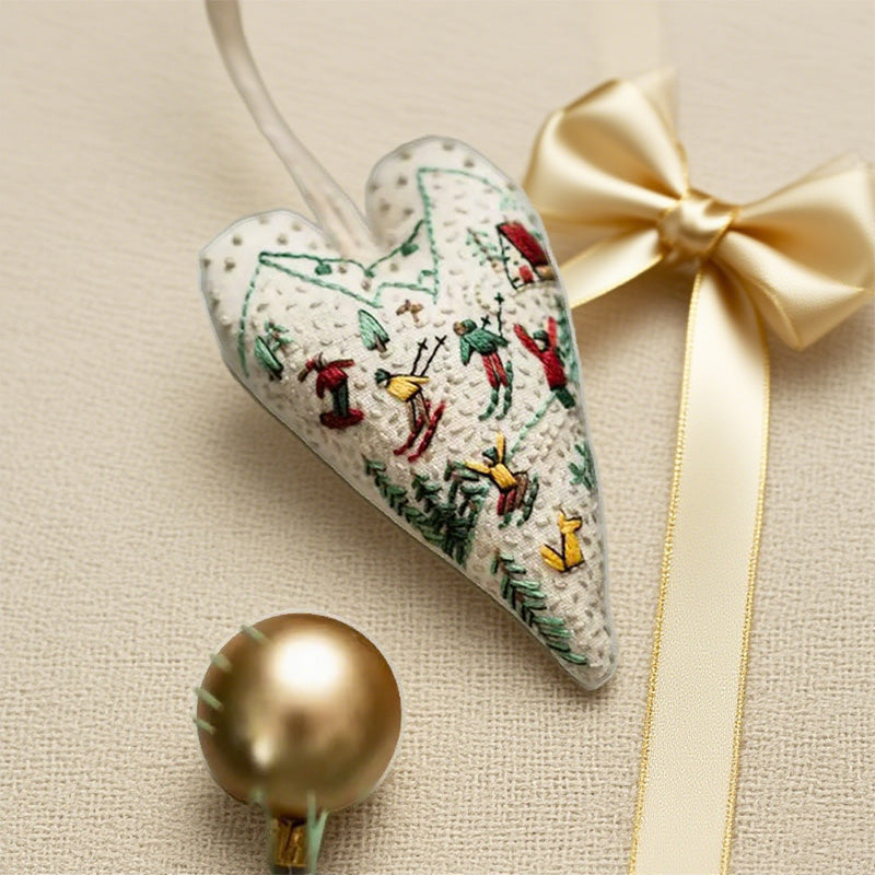 Kit de Broderie à la Main de Noël en Forme de Cœur