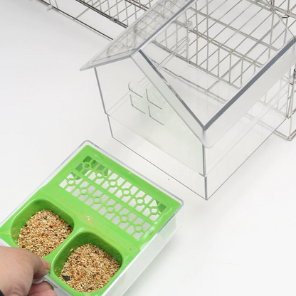 🦜Mangeoire externe coulissante pour perroquets🐦