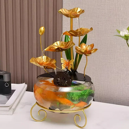 🔥2025 Vente chaude 🔥 Ornement de luxe créatif en forme d'aquarium avec lotus