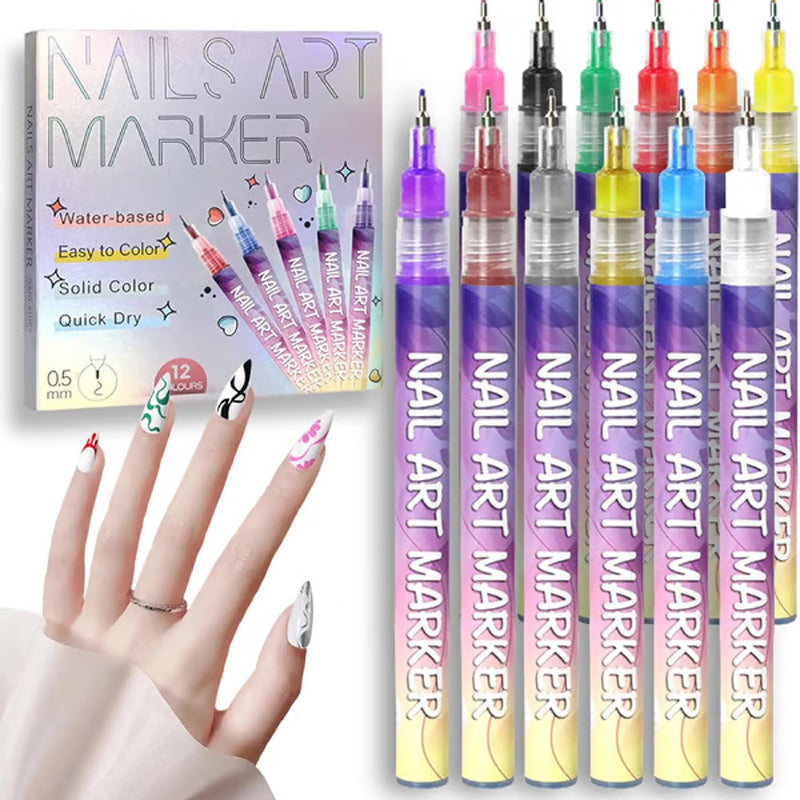 🎁 Cadeaux Priviléges de Noël🎄Coffret de 12 Stylos pour Nail Art💅