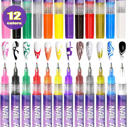 🎁 Cadeaux Priviléges de Noël🎄Coffret de 12 Stylos pour Nail Art💅