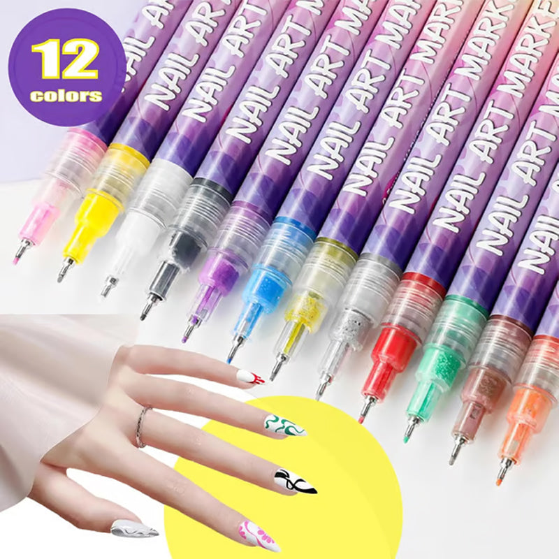 🎁 Cadeaux Priviléges de Noël🎄Coffret de 12 Stylos pour Nail Art💅