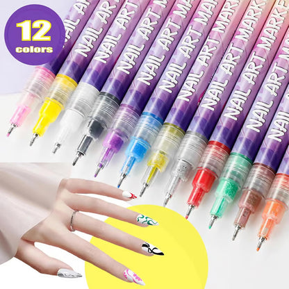 🎁 Cadeaux Priviléges de Noël🎄Coffret de 12 Stylos pour Nail Art💅