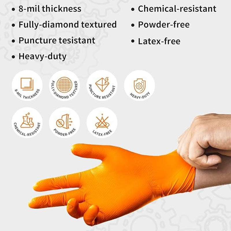 (30 paires)🔥🔥Gants jetables en nitrile avec renfort à motif losange, gants de protection industriels