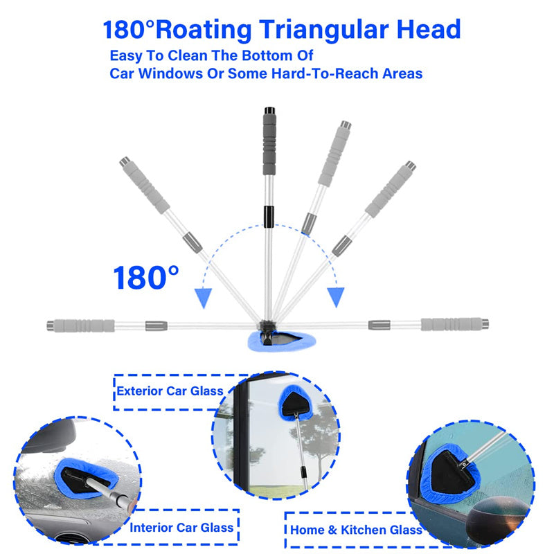 Kit d’Outil de Nettoyage pour Pare-Brise de Voiture – Extensible & Rotatif à 180°
