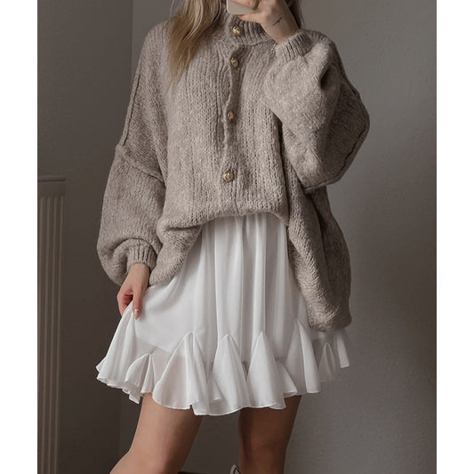 Manteau-Chandail Élégant Femme à Col Rond