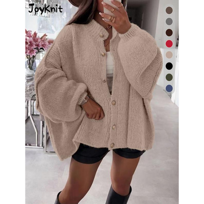 Manteau-Chandail Élégant Femme à Col Rond