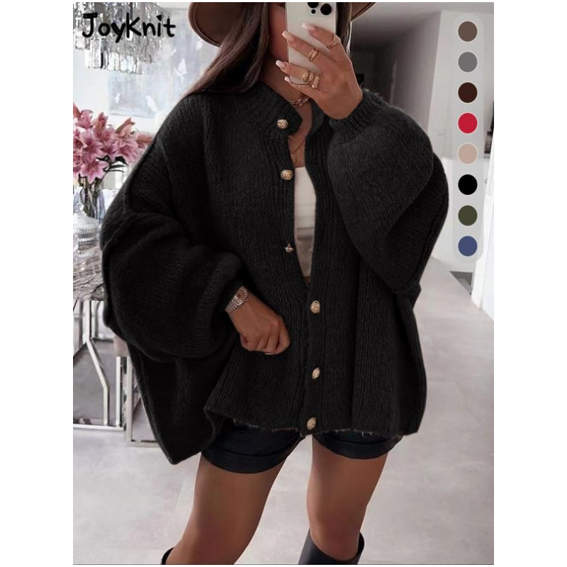 Manteau-Chandail Élégant Femme à Col Rond