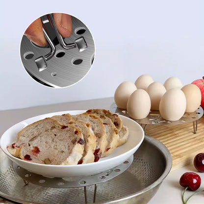 Support de cuisson vapeur en acier inoxydable argenté avec pied