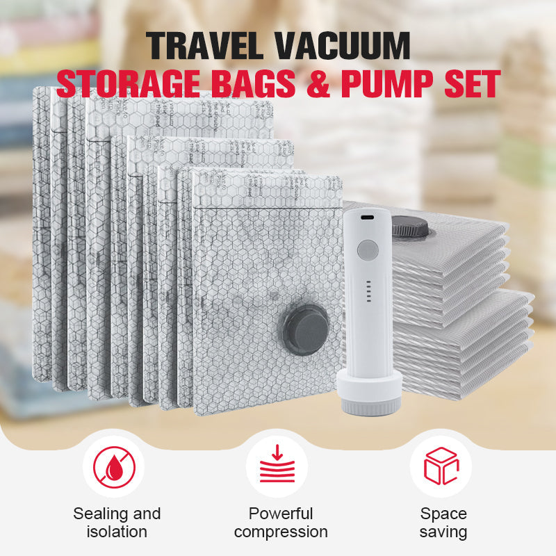 🔥 OFFRE DU DERNIER JOUR – 50 % DE RÉDUCTION 🔥Sacs de rangement sous vide pour les voyages et kit de pompe portable