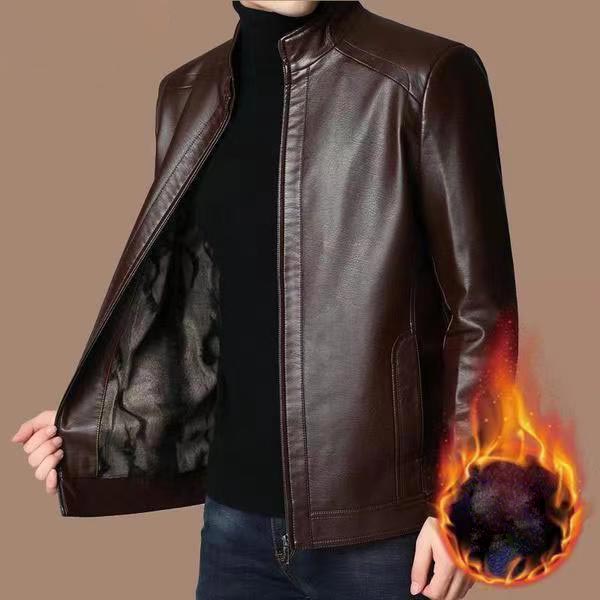 🔥50 % DE RÉDUCTION — Veste en cuir homme avec doublure en peluche | Cadeau chaud pour lui